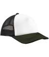 BB639 B639 Beechfield Retro 5 Panel Trucker Cap Black / Dark Olive colour image
